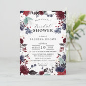 ネイビーブルーブルゴーニュレッドフローラブライダルシャワー 招待状 (スタンド正面)