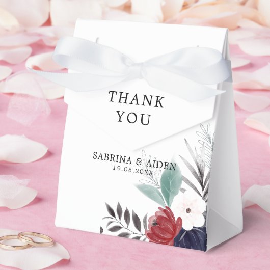 ネイビーブルーブルゴーニュレッドフローラ結婚ズ フェイバーボックス (ウェディング)