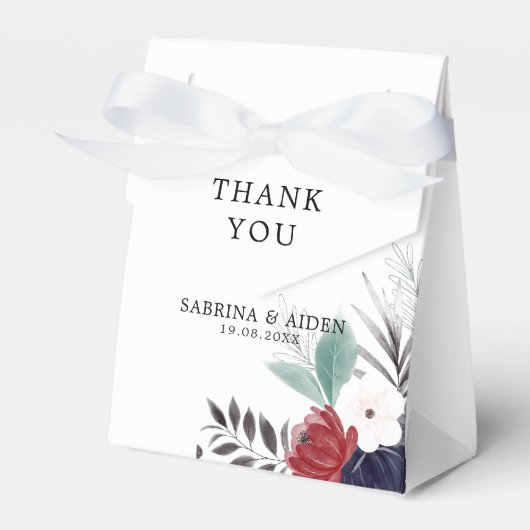 ネイビーブルーブルゴーニュレッドフローラ結婚ズ フェイバーボックス (正面サイド)