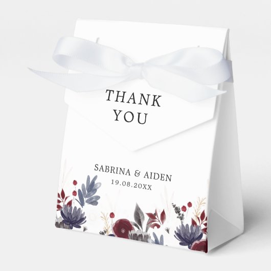 ネイビーブルーブルゴーニュレッドフローラ結婚ズ フェイバーボックス (正面サイド)