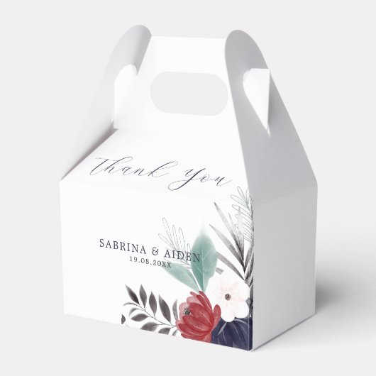 ネイビーブルーブルゴーニュレッドフローラ結婚ズ フェイバーボックス (正面サイド)