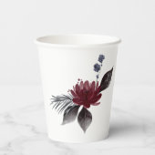 ネイビーブルーブルゴーニュレッドフローラ結婚ズ 紙コップ (裏面)