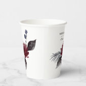 ネイビーブルーブルゴーニュレッドフローラ結婚ズ 紙コップ (右)