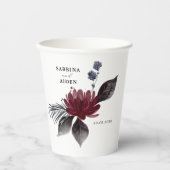 ネイビーブルーブルゴーニュレッドフローラ結婚ズ 紙コップ (正面)