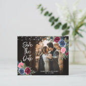 ネイビーブルーブルゴーニュ木材フローラ写真保存日 ポストカード (スタンド正面)