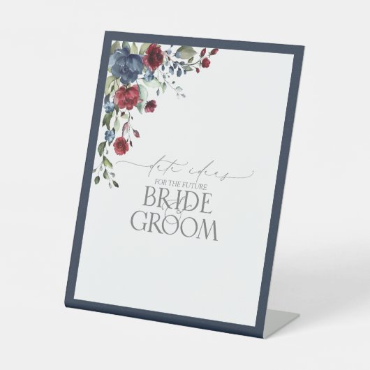 ネイビーブルーブルゴーニュ水彩フローラ日付アイディア 台座サイン (正面)