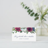 ネイビーブルーブルゴーニュ水彩フローラ 名刺 (スタンド正面)