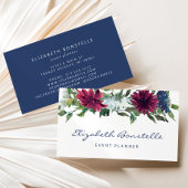 ネイビーブルーブルゴーニュ水彩フローラ 名刺