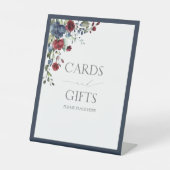 ネイビーブルーブルゴーニュ水彩ブライダルシャワーギフト 台座サイン (正面)