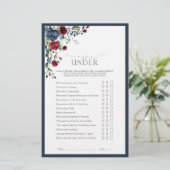 ネイビーブルーブルゴーニュ水彩ブライダルシャワーゲーム (スタンド正面)