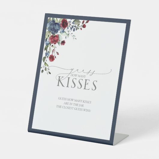 ネイビーブルーブルゴーニュ水彩色キス 台座サイン (正面)