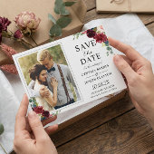 ネイビーブルーブルゴーニュ素朴フローラ写真結婚の写真 セーブザデート