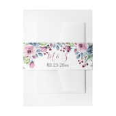 ネイビーブルーブルゴーニュ結婚フローラ 招待状ベリーバンド (正面例)