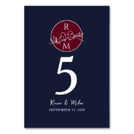 ネイビーブルーブルゴーニュ結婚ーズ テーブルナンバー