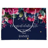 ネイビーブルーブルゴーニュ結婚ーピンクローズカスタムズ ラージペーパーバッグ (正面)