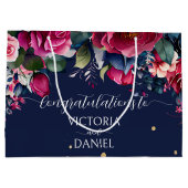 ネイビーブルーブルゴーニュ結婚ーピンクローズカスタムズ ラージペーパーバッグ (裏面)