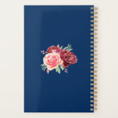 ネイビーブルーブルゴーニュ赤面パーソナライズされたフローラ プランナー手帳 (裏面)