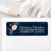 ネイビーブルーブルゴーニュ赤面ピンクカントリーウッド結婚ズ ラベル (インサイチュ)