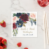 ネイビーブルーブルゴーニュ赤面ピンクシルバー結婚金ゴールド スタンダードカクテルナプキン (インサイチュ)