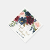 ネイビーブルーブルゴーニュ赤面ピンクシルバー結婚金ゴールド スタンダードカクテルナプキン (角)