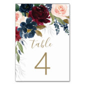 ネイビーブルーブルゴーニュ赤面ピンクシルバー結婚金ゴールド テーブルナンバー (裏面)