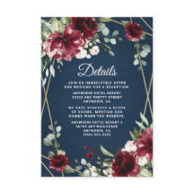 ネイビーブルーブルゴーニュ赤面ピンク金ゴールドフローラ結婚ズ