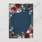 ネイビーブルーブルゴーニュ赤面ピンク金ゴールドフローラ結婚ズ エンクロージャーカード (裏面)