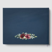 ネイビーブルーブルゴーニュ赤面ピンク金ゴールドフローラ結婚ズ ゲストブック (裏面)