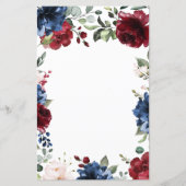 ネイビーブルーブルゴーニュ赤面結婚ピンクのメニューカード (裏面)