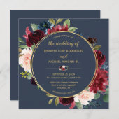 ネイビーブルーブルゴーニュ金ゴールドウォーター色フローラ開花 (正面/裏面)