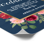 ネイビーブルーブルゴーニュ金ゴールドプラグ結婚抜きサイン ポスター (角)