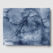 ネイビーブルーブルゴーニュ金ゴールド幾何学結婚フローラ ゲストブック (裏面)