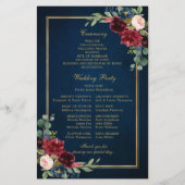 ネイビーブルーブルゴーニュ金ゴールド幾何学結婚式 プログラム (裏面)