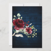 ネイビーブルーブルゴーニュ金ゴールド赤面ピンクカントリーウェディング 招待状 (裏面)