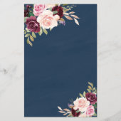 ネイビーブルーブルゴーニュ金ゴールド赤面結婚のメニューカード (裏面)