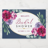 ネイビーブルーブルゴーニュ開花ブライダルシャワーミニボトル スパークリングワインラベル (シングルラベル)