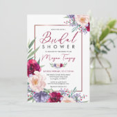 ネイビーブルーブルゴーニュ&赤面フローラブライダルシャワー 招待状 (スタンド正面)