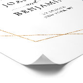 ネイビーブルーブルー赤面ジオメト結婚リの歓迎 ポスター (角)