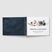 ネイビーブルーブルー赤面ピンクローズボタニカル ゲストブック (全面)
