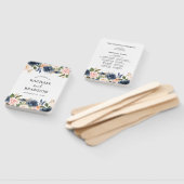 ネイビーブルーブルー ブラッシュピンク ローズ ボタニカル ハンドファン (組立なし)