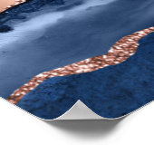 ネイビーブルーブロンズ歓迎の誕生日 ポスター (角)