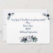 ネイビーブルーブーケ、スカル5" x 7"招待状 招待状 (裏面)