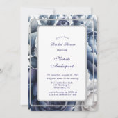 ネイビーブループオーニー&ホワイトローズブライダルシャワー 招待状 (正面)