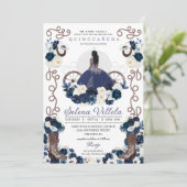 ネイビーブループリンセスドレス&ブーツキンセアニラ 招待状 (スタンド正面)