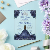 ネイビーブループリンセスフローラシルバークラウンミンス アクリル招待状 (インサイチュ (ウェディング))