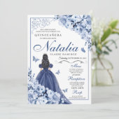 ネイビーブループリンセス&バタフライティアラキンセアニラ 招待状 (スタンド正面)