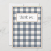 ネイビーブループレイドジンガムカントリー結婚式 サンキューカード (正面)