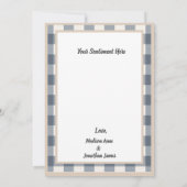 ネイビーブループレイドジンガムカントリー結婚式 サンキューカード (裏面)