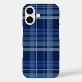 ネイビーブループレイドタータンチェックかわいいレトロ美学 iPhone 16ケース