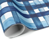 ネイビーブループレイド水の色パターン ラッピングペーパー (ロールコーナー)